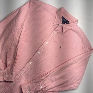 Ralph Lauren Mens Pink Cotton Oxford Button Down Shirt Long Sleeve Size 14